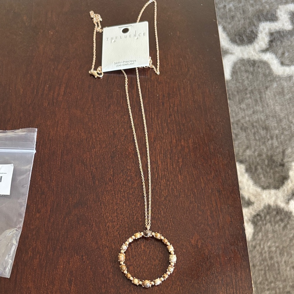 Gold Beaded Circle Necklace